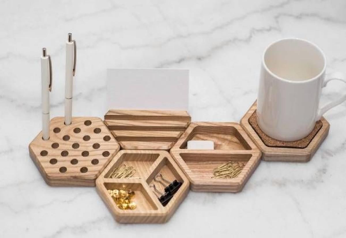 Organizador de escritorio de madera