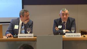 Archivo - (I-D) El director de Coyuntura y Economía InternacionalPrevisiones de Funcas, Raymond Torres y el Director Gneral de Funcas, Carlos Ocaña.