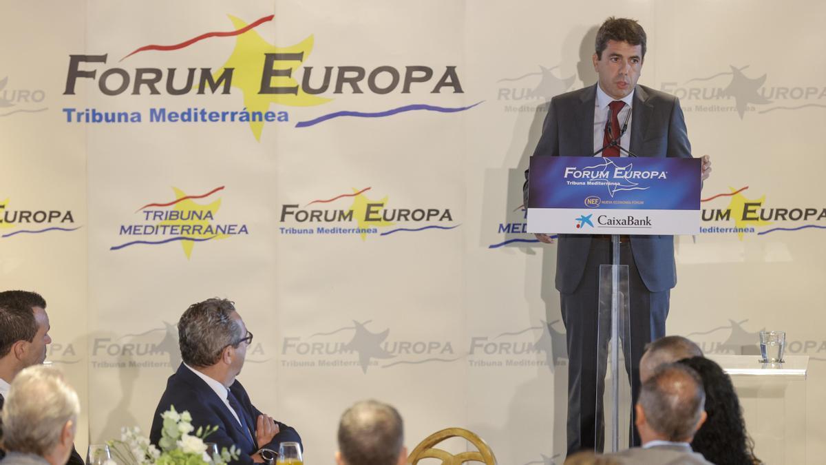 El líder del PPCV, Carlos Mazón, durante su intervención en el &quot;Fórum Europa Tribuna Mediterránea&quot;