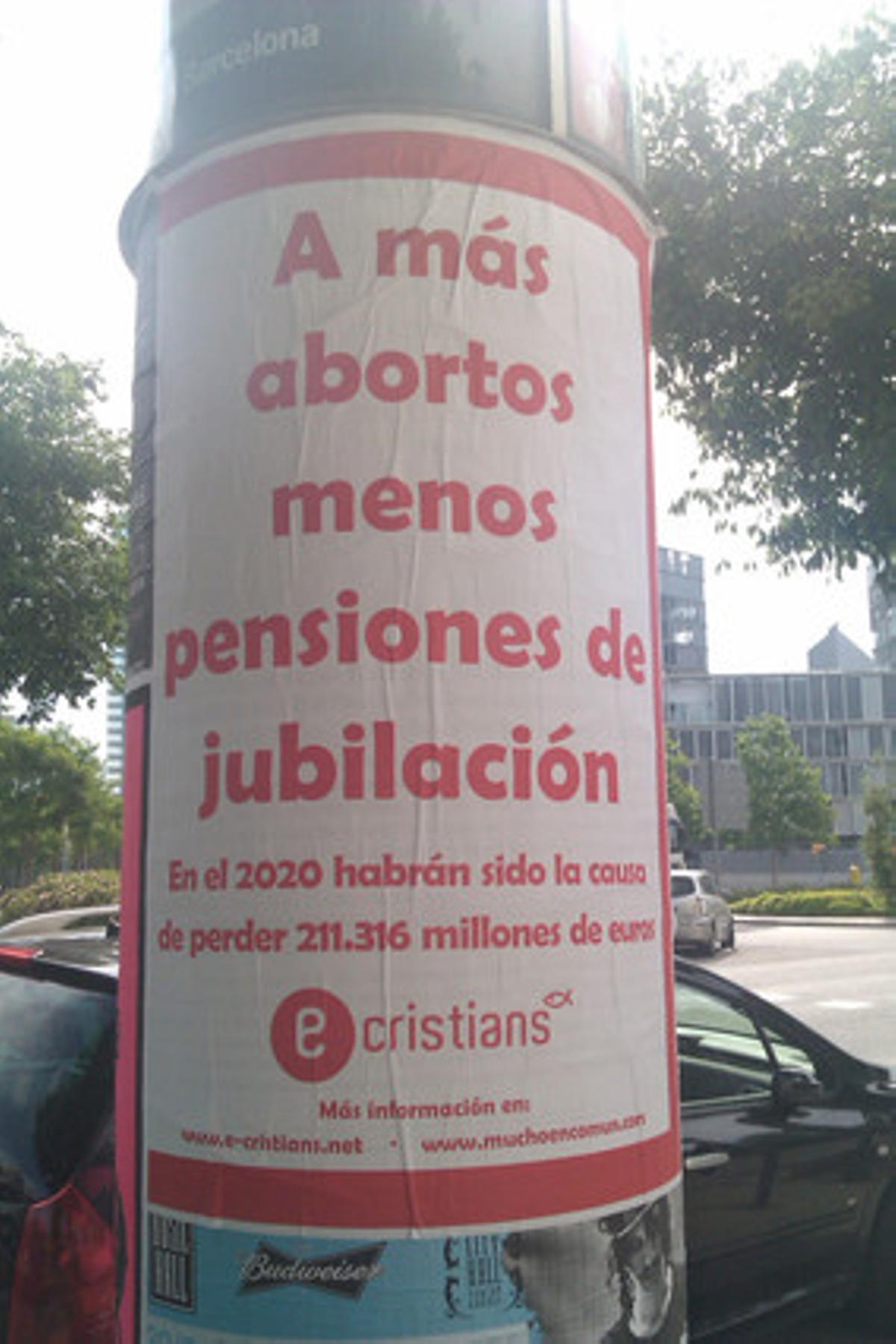 Un cartel de la campaña contra el aborto de E-cristians. Un cartel de la campaña contra el aborto de E-cristians.
