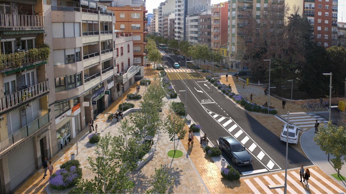 Imagen virtual del proyecto de reforma de la avenida de la Constitución en Villena.