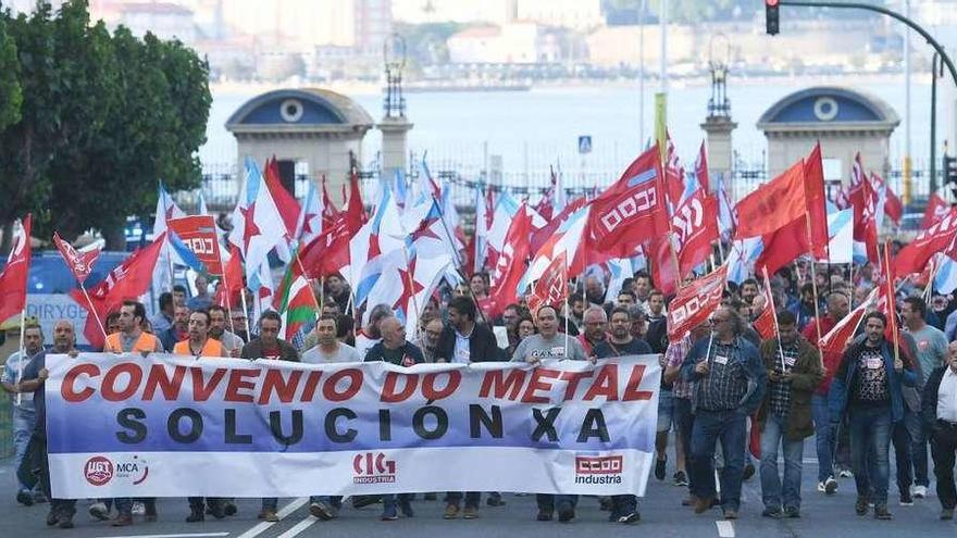 Manifestación de los trabajadores del metal en A Coruña.