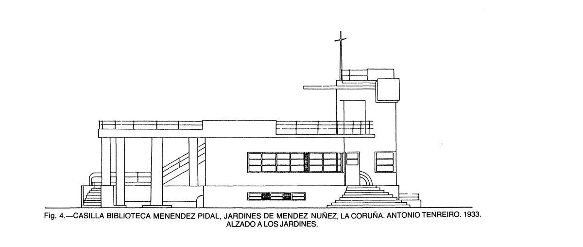 Trazado lateral de la Casilla Biblioteca de 1933, actualmente La Atalaya.