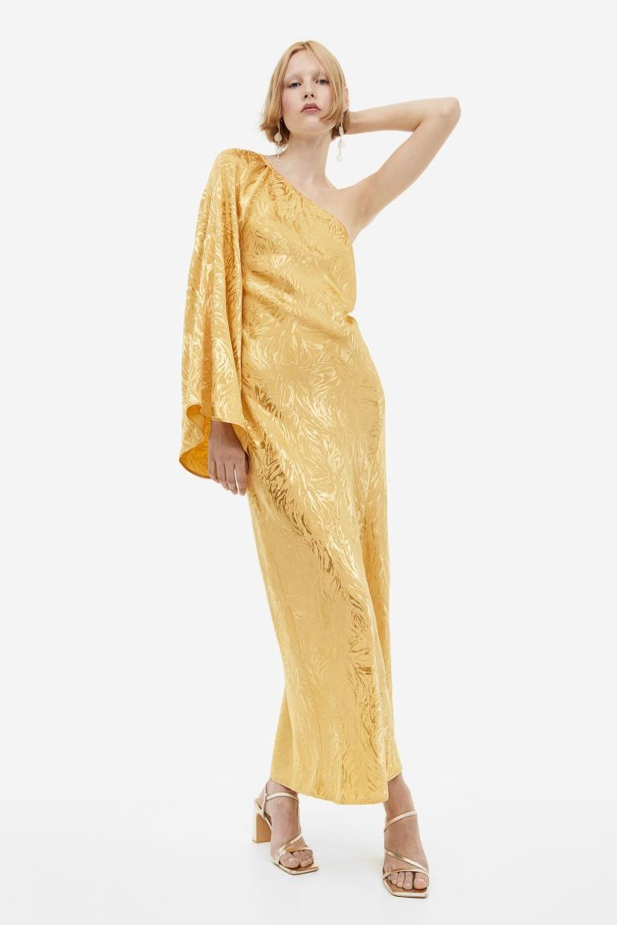 Vestido de un hombro en jacquard de H&M
