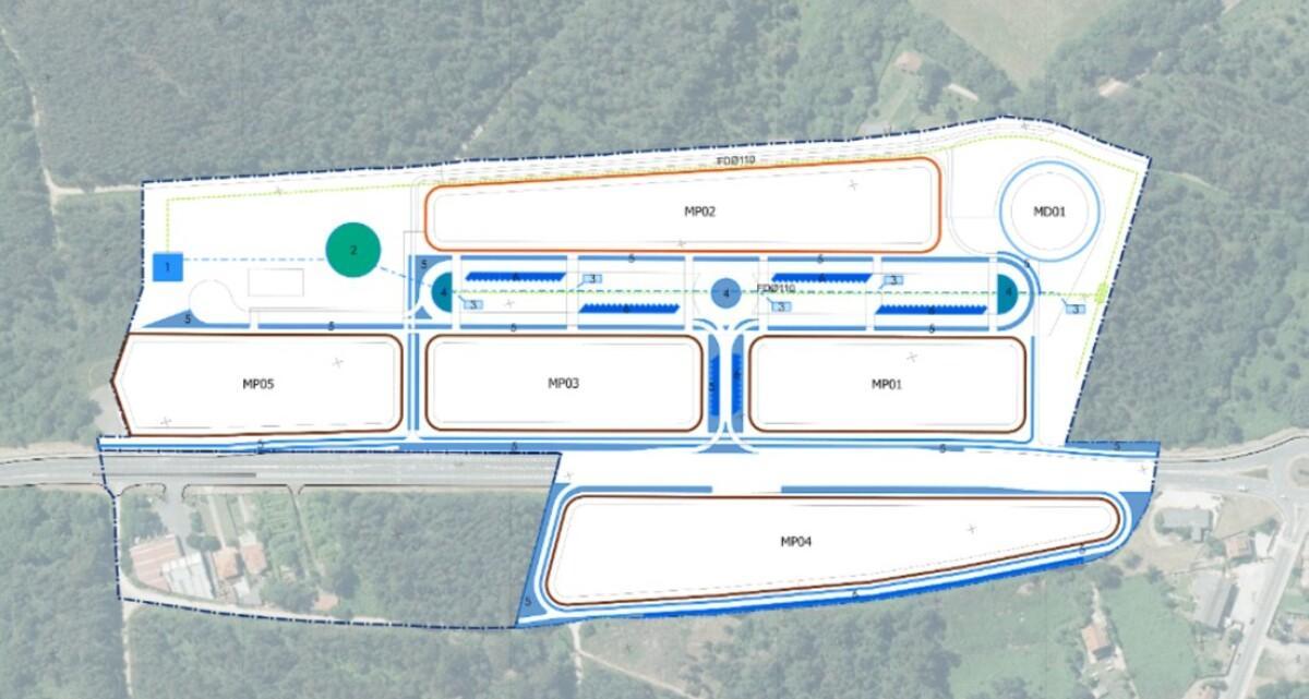 Disribución del futuro polígono de Teo, a emplazar cerca de A Ramallosa