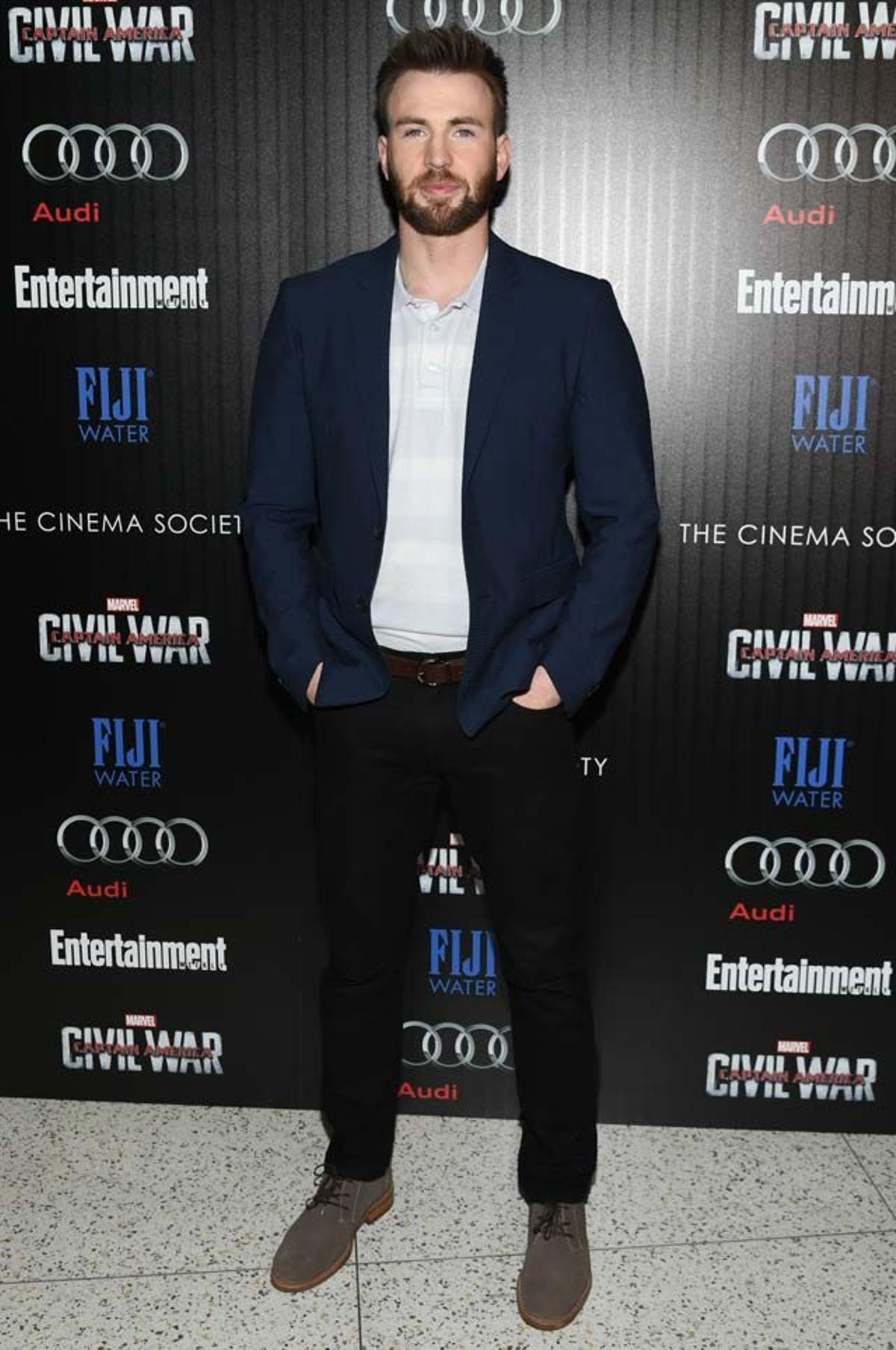 Chris Evans, en el pase especial de Capitán América: Civil War en Nueva York.