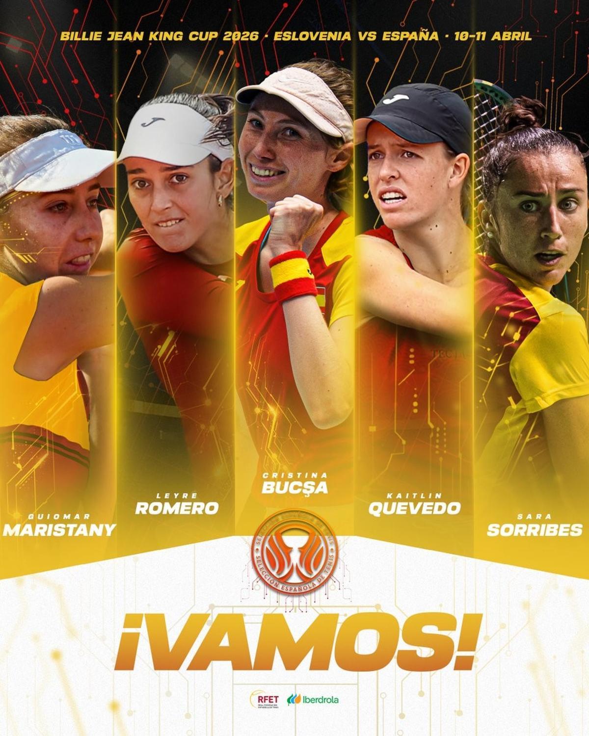 Cristina Bucsa, Kaitlin Quevedo, Leyre Romero, Guio Maristany y Sara Sorribes, jugarán la BJK Cup en Eslovenia.