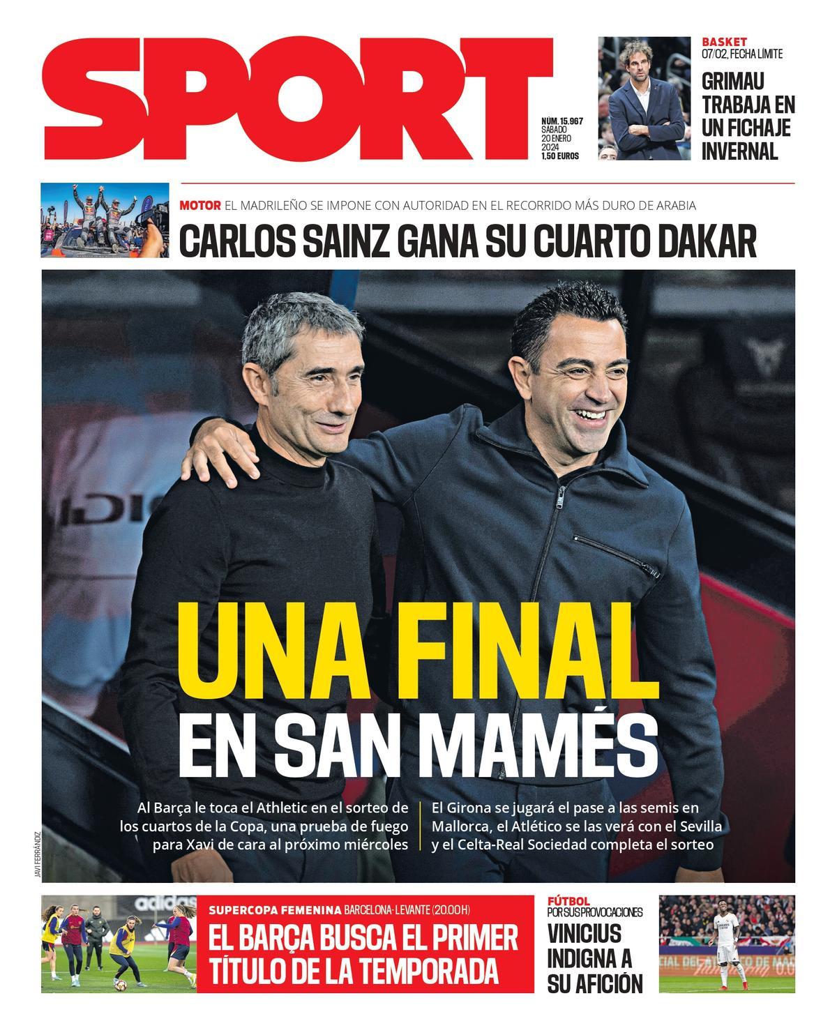 La portada SPORT de hoy, sábado 20 de enero