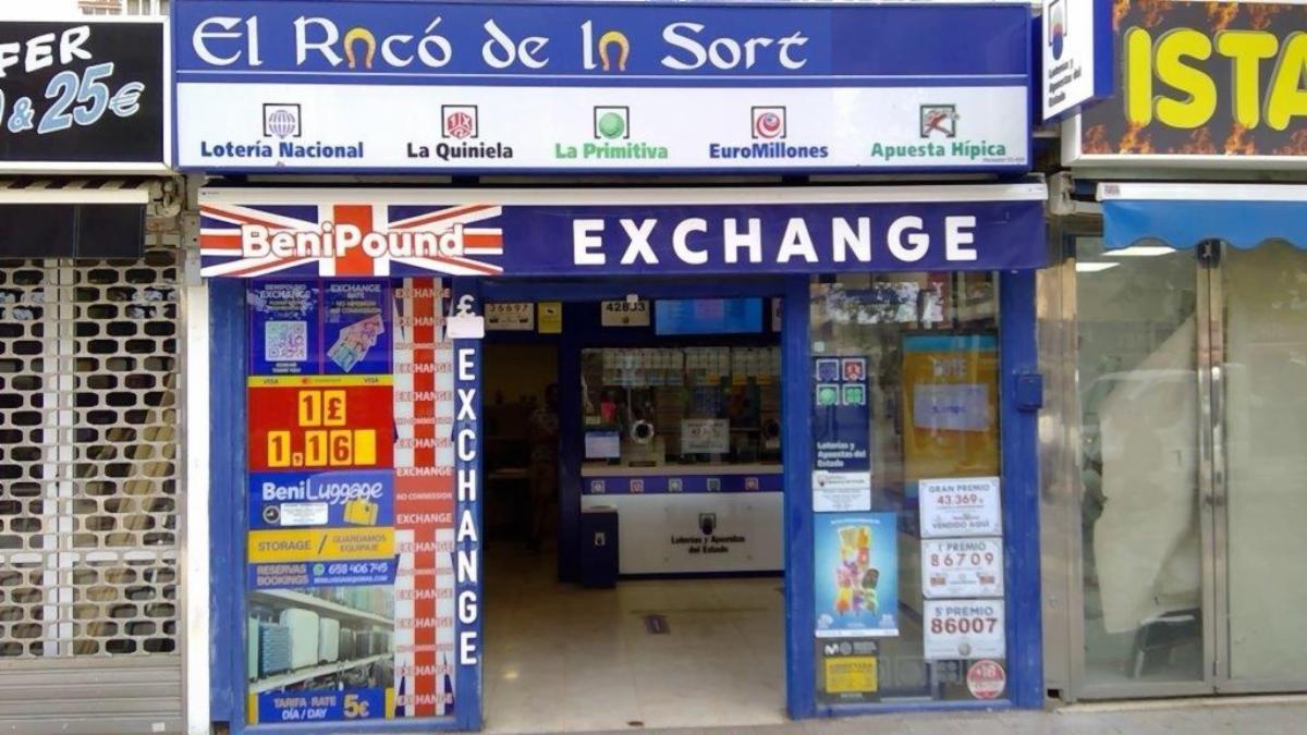 Administración de Benidorm donde se validó el segundo premio del sorteo de la Lotería Nacional del 10 de enero de 2026.