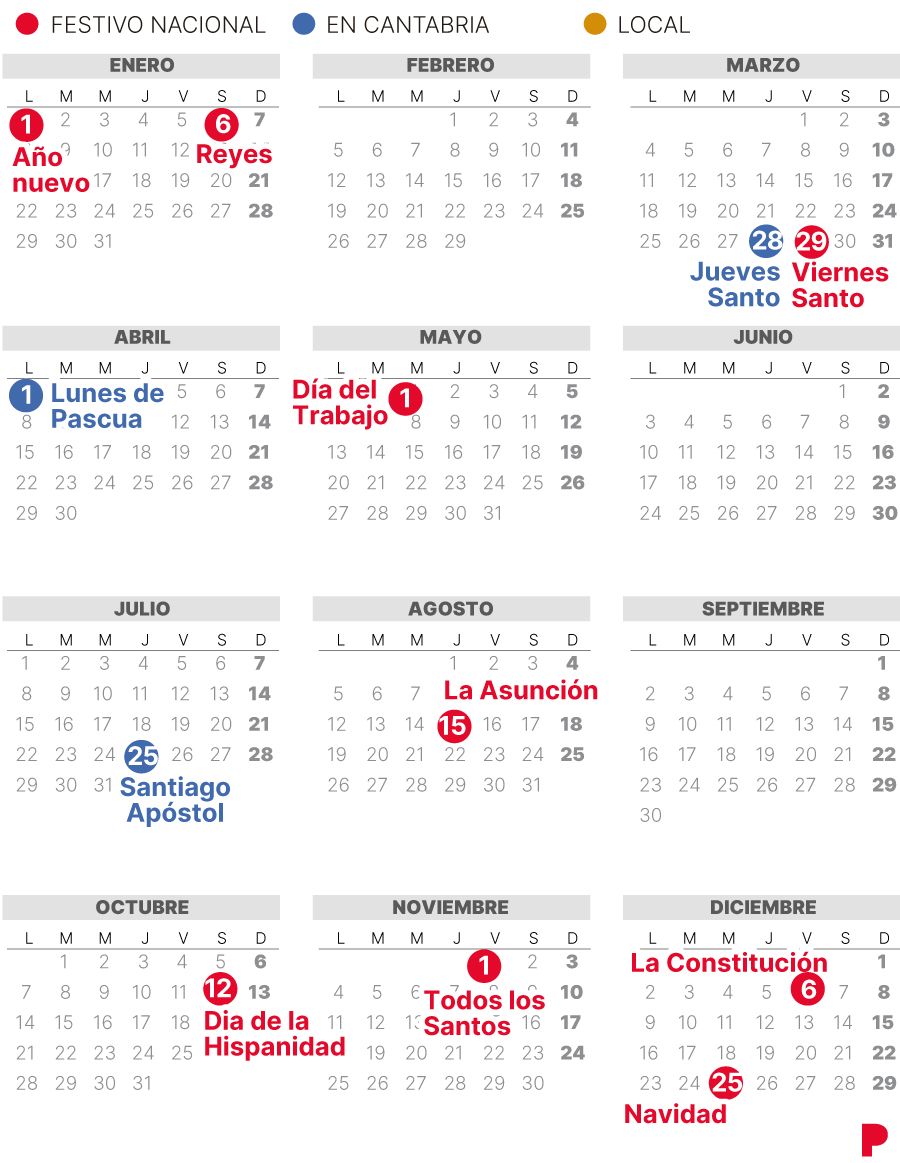 Calendario Laboral Cantabria 2024