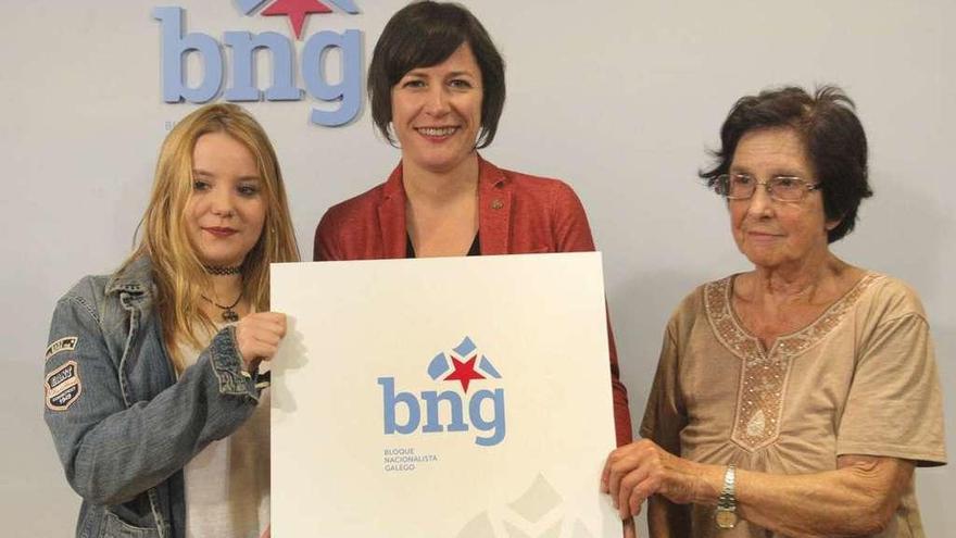 La portavoz nacional del BNG, Ana Pontón, durante la presentación del nuevo logo de la formación.