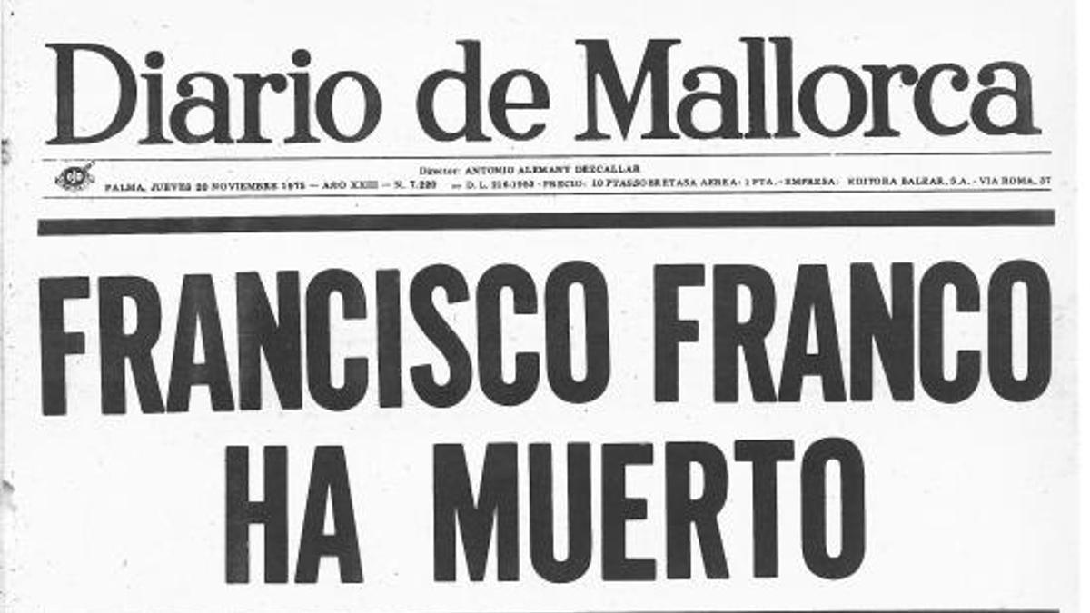 La portada del 20 de noviembre del 1975 de Diario de Mallorca