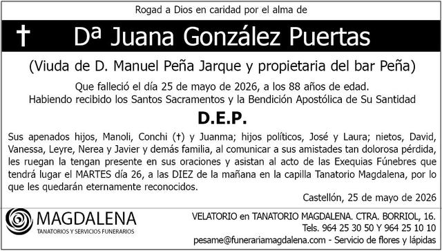 Dª Juana González Puertas