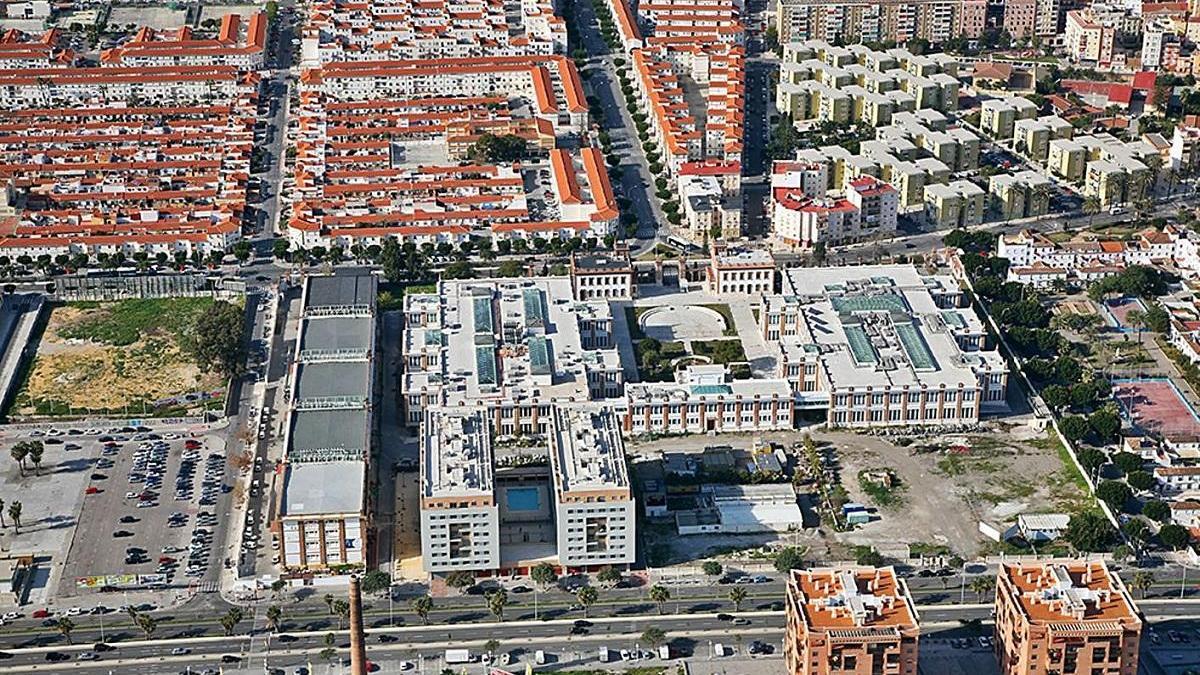 Imagen aérea de la zona en la que se encuentra el edificio de Tabacalera.