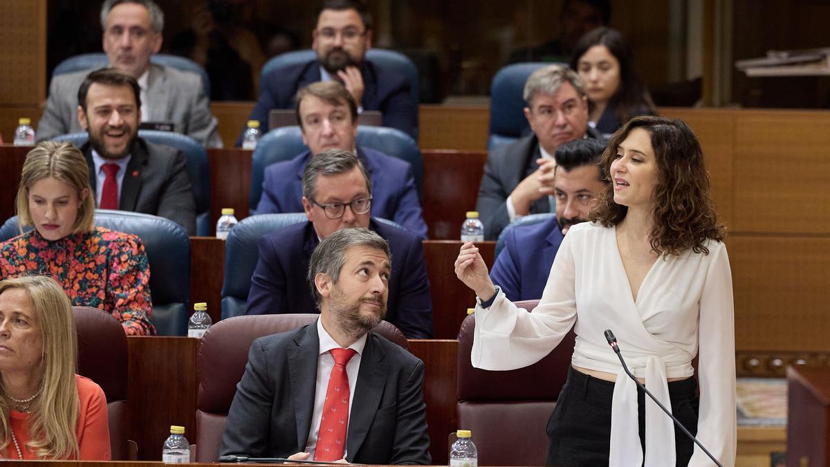 Isabel Díaz Ayuso este jueves en la Asamblea de Madrid.