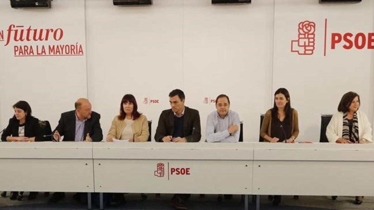 El secretario general del PSOE, Pedro Sánchez, preside, este lunes, la reunión de la ejecutiva federal del partido.