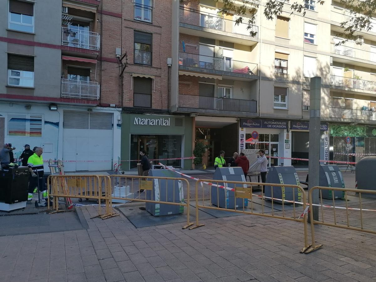 Desalojo de la plaza Santa Clara de Huesca.