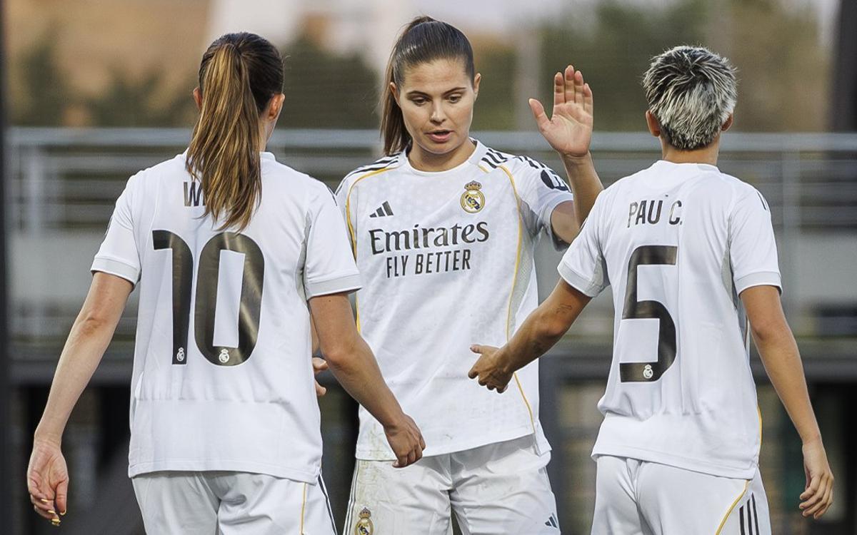 Las jugadoras del Real Madrid, durante un partido de pretemporada