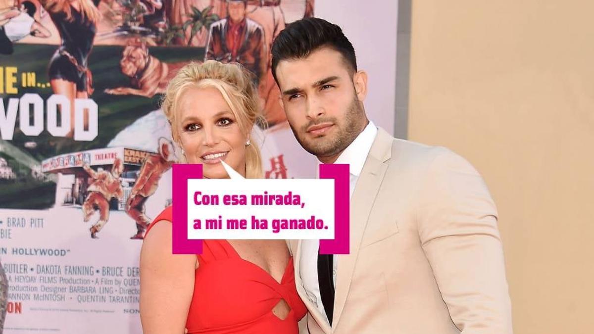 Britney Spears y Sam Asghari en un estreno y con mirada penetrante