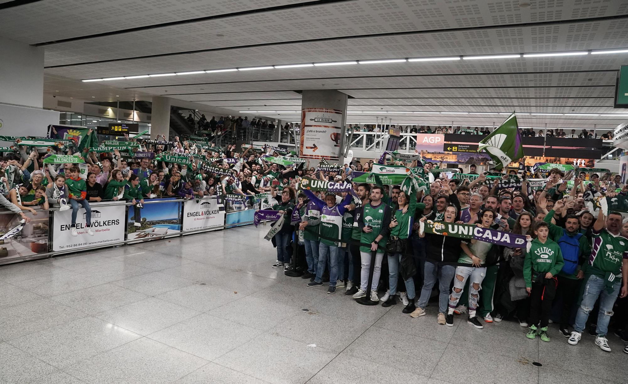 La llegada del Unicaja al aeropuerto de Málaga tras ganar la Copa del Rey