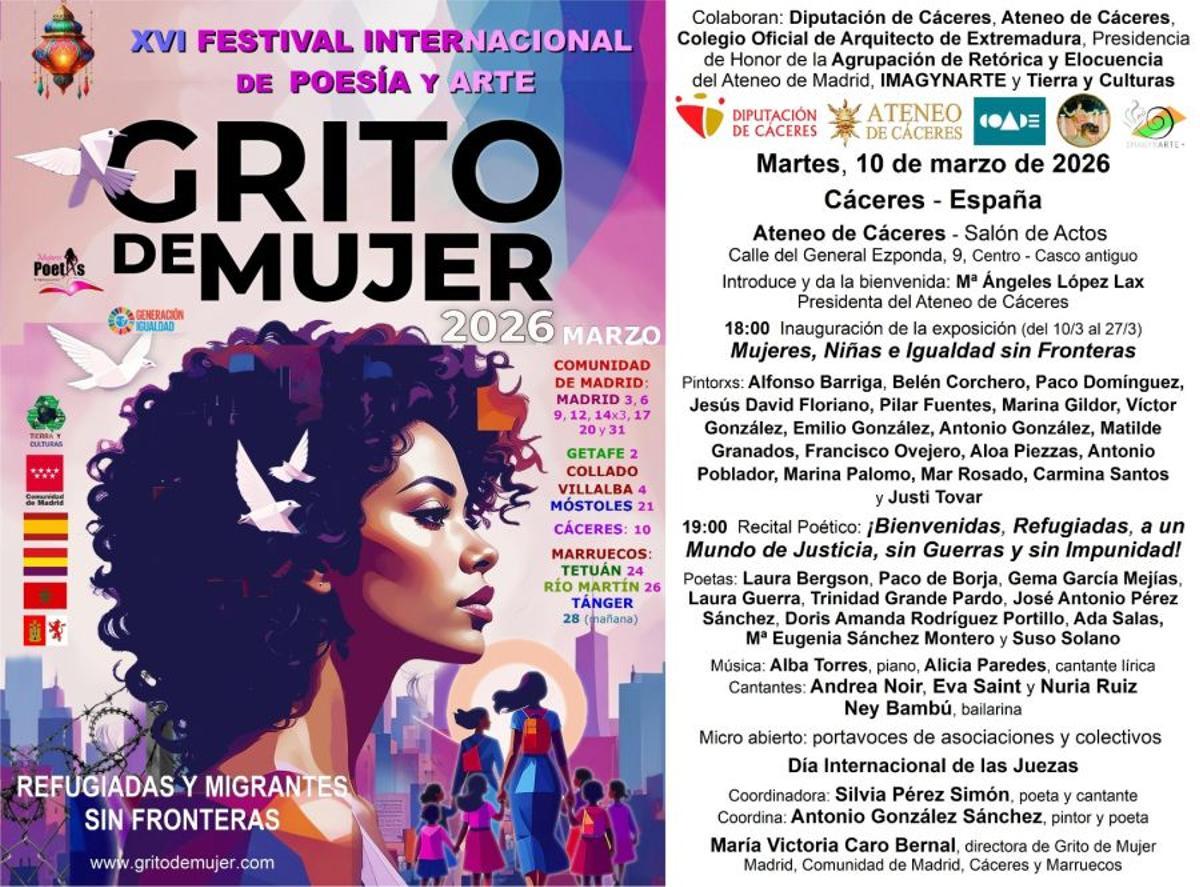 Cartel oficial del evento en el Ateneo de Cáceres.