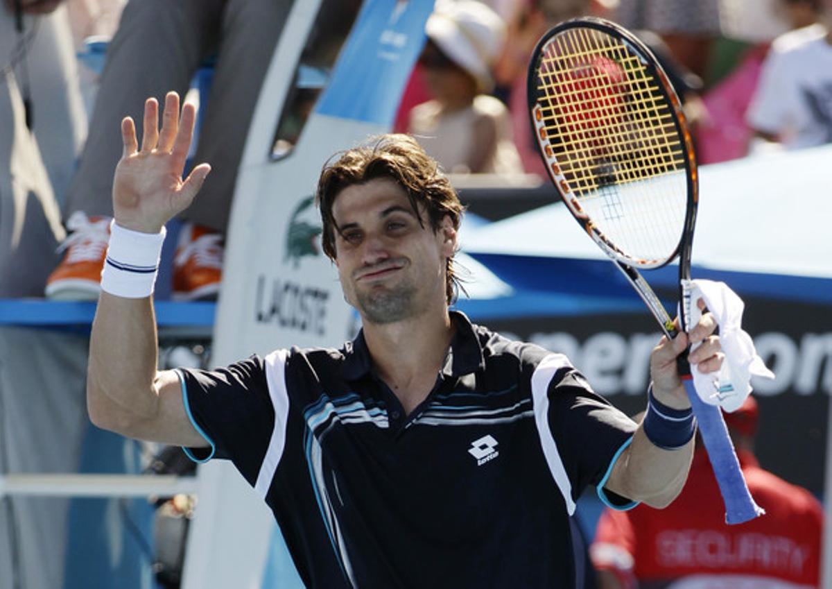 David Ferrer celebra el seu triomf davant Ryan Sweeting, aquest dijous, a Melbourne. David Ferrer celebra el seu triomf davant Ryan Sweeting, aquest dijous, a Melbourne.