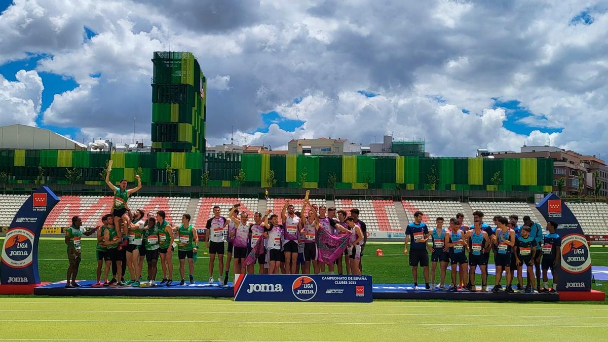 Podio de la final de Ascenso del Celta Atletismo en Vallehermoso