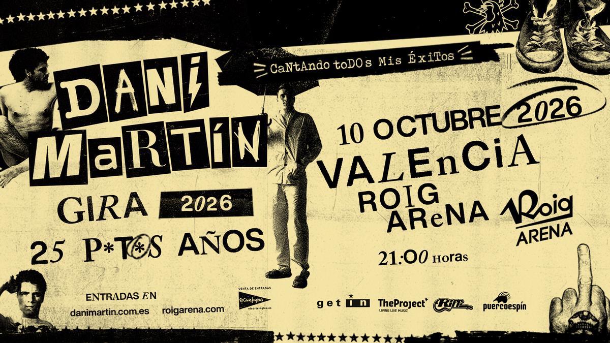 Nuevo concierto Dani Martín en el Roig Arena, donde anuncia su tercera fecha.
