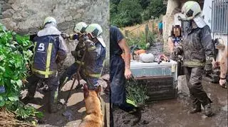 Una gran tromba de agua inunda Llamera, en Cangas del Narcea: animales muertos en una ganadería y viviendas afectadas