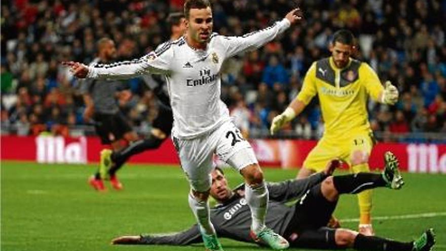 Jesé celebra el gol del Madrid després d&#039;una contra letal ahir a la nit al Bernabéu.