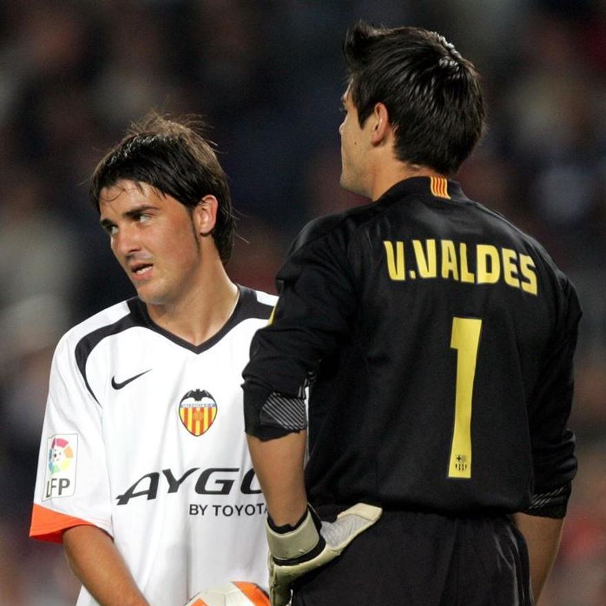 David Villa logra su primer doblete oficial con el Valencia en un Barça 2-2 Valencia en la jornada 4 de la Liga 2005-06.