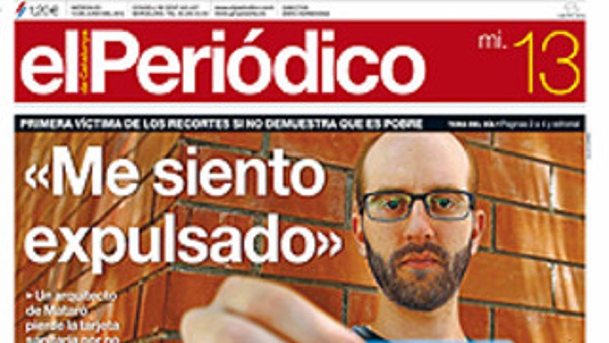La portada de EL PERIÓDICO del 13 de junio.