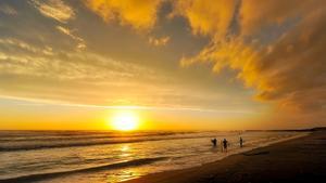 Atardecer en una playa.