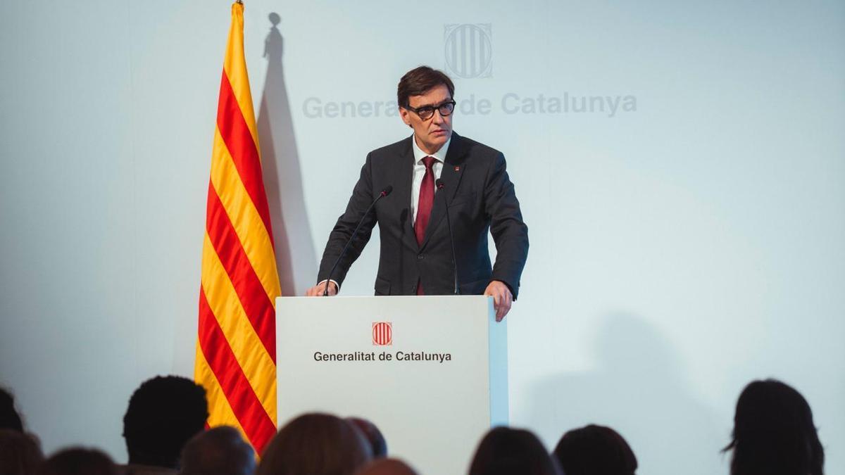 El presidente del Govern, Salvador Illa, en el Palau de la Generalitat.