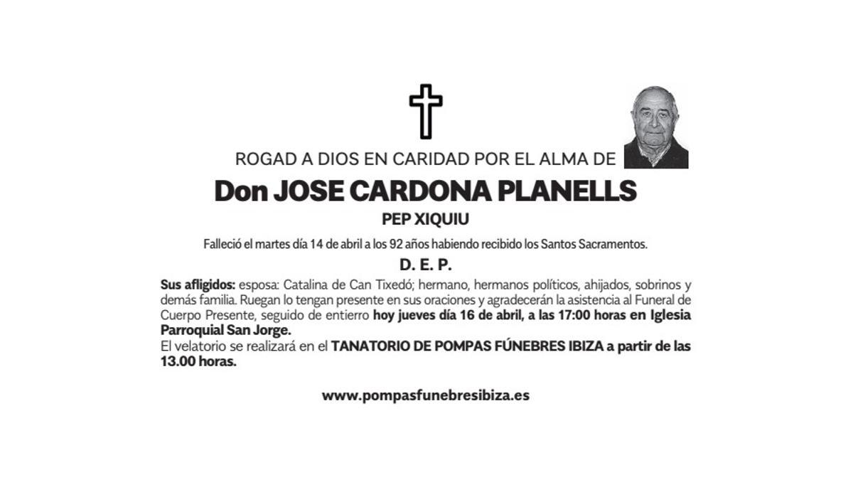 Esquela José Cardona Planells