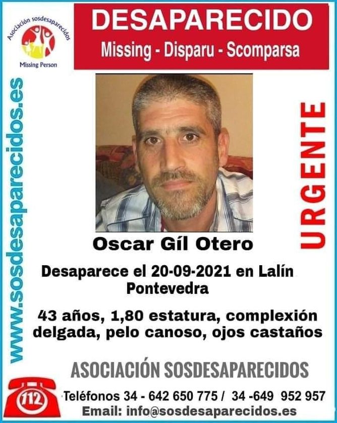 Cartel de SOS Desparecidos alertando de la desaparición de Óscar Gil