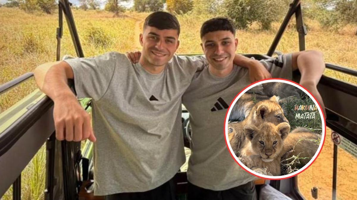 Pedri y su hermano Fernando disfrutan de las vacaciones en Tanzania.