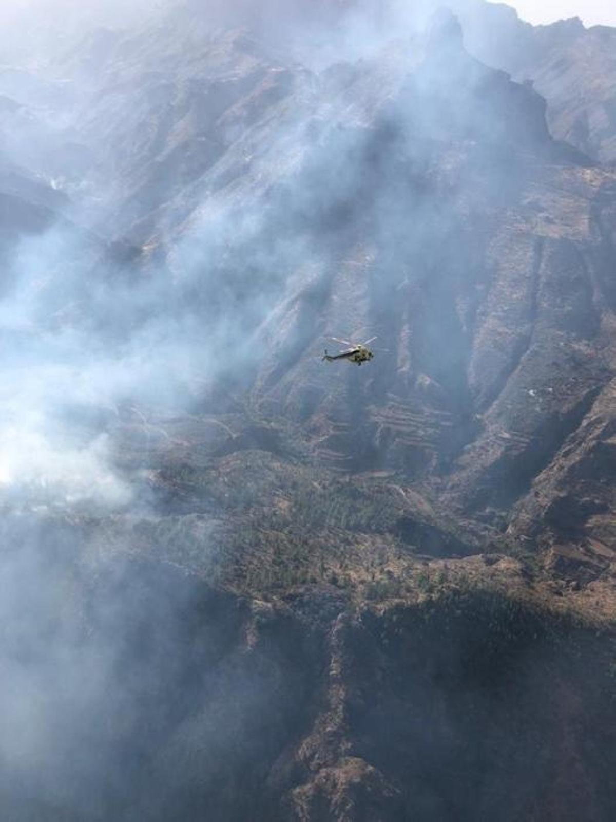 Vista aérea del incendio de Gran Canaria