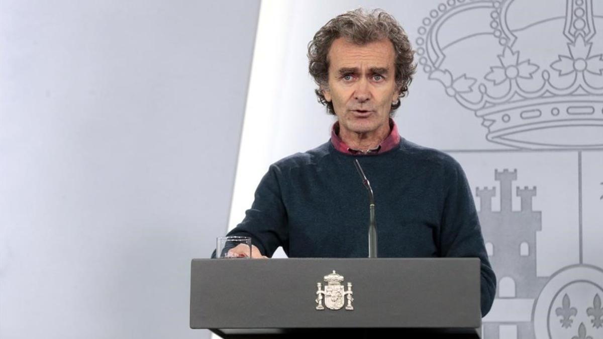 Fernando Simón, durante la rueda de prensa que ofrece a diario desde la Moncloa, el 14 de abril