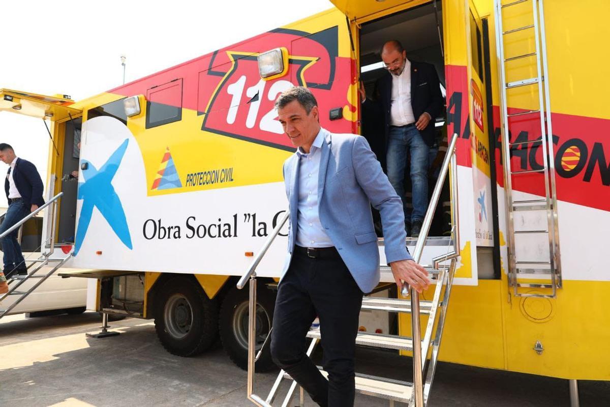 La visita de Pedro Sánchez  y Javier Lambán en el operativo de Ateca en imágenes