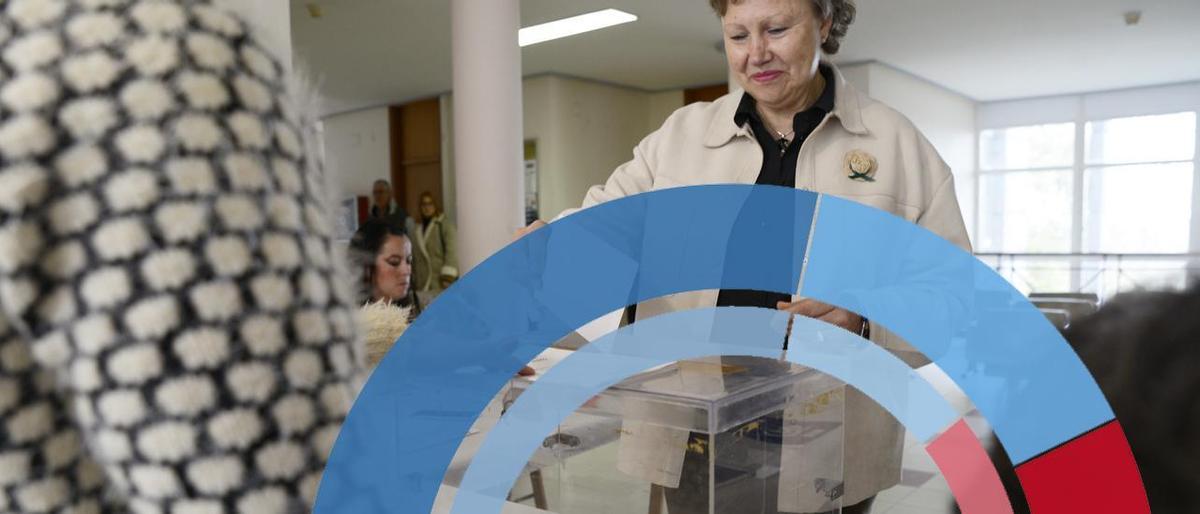 Una persona vota en Castro Caldelas, Ourense.