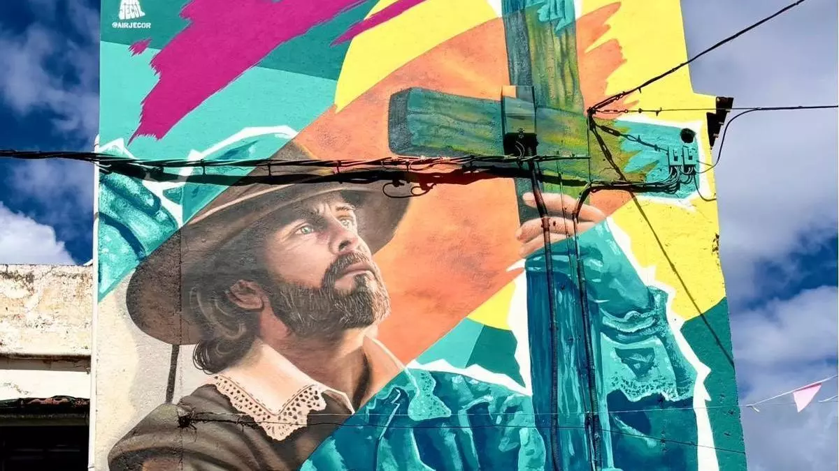 Un mural sobre la leyenda de la Cruz y el caballero luce en Los Realejos