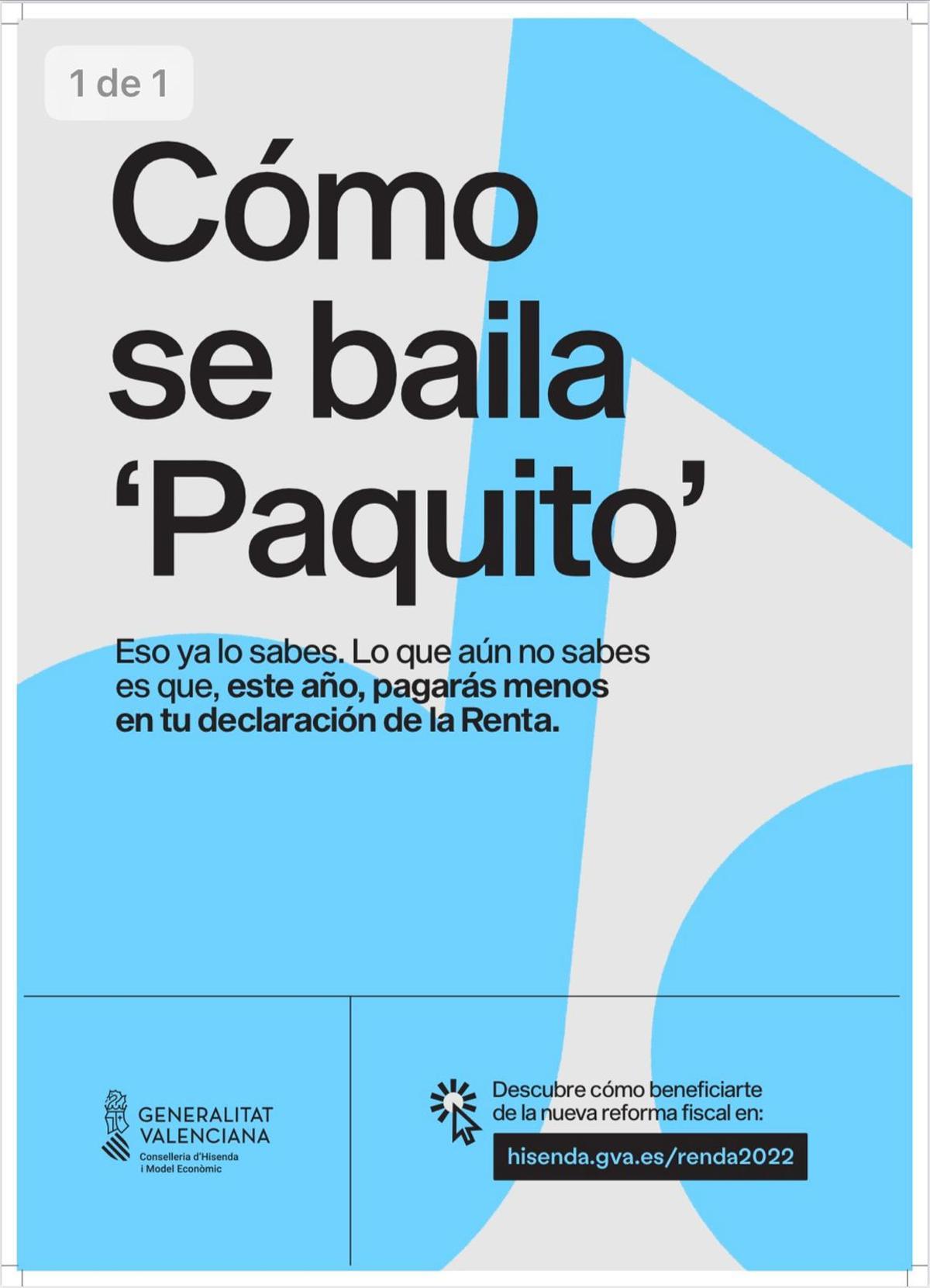 Cartel de la Conselleria de Hacienda sobre la reforma fiscal.