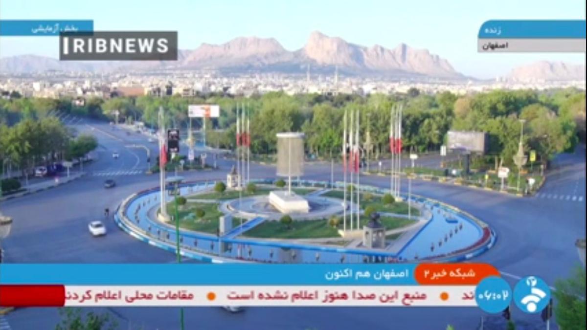 Una captura de pantalla facilitada por la televisión estatal iraní muestra la ciudad de Isfahan tras las explosiones escuchadas a primera hora de la mañana, Irán, 19 de abril de 2024.