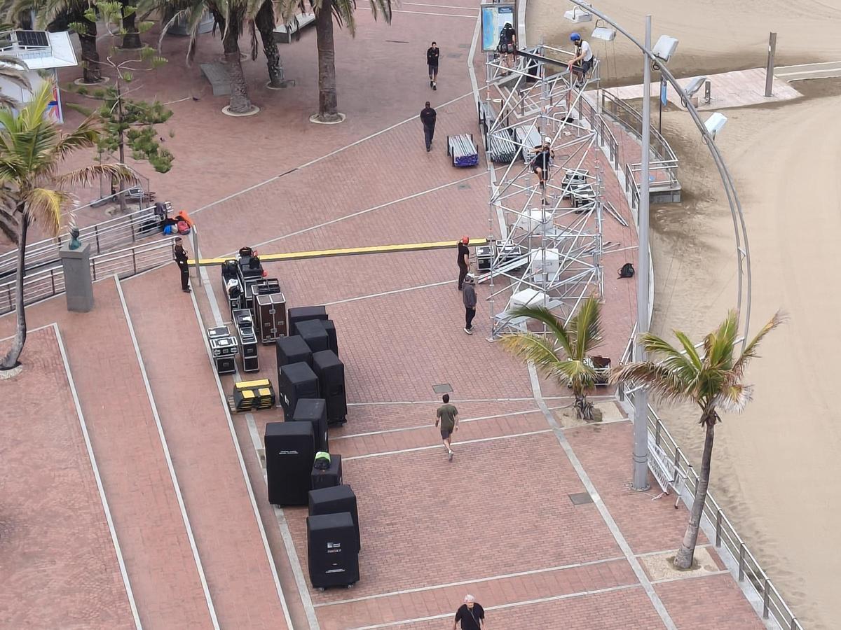 Así avanza el montaje de Quevedo para su cita de hoy en Las Canteras.