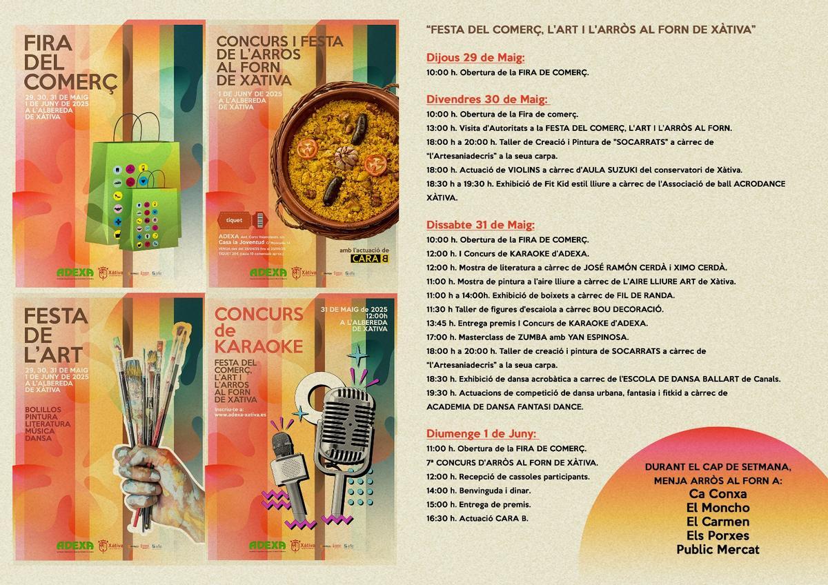 Programación de la Fira Comerçi Festa Arròs al Forn ADEXA