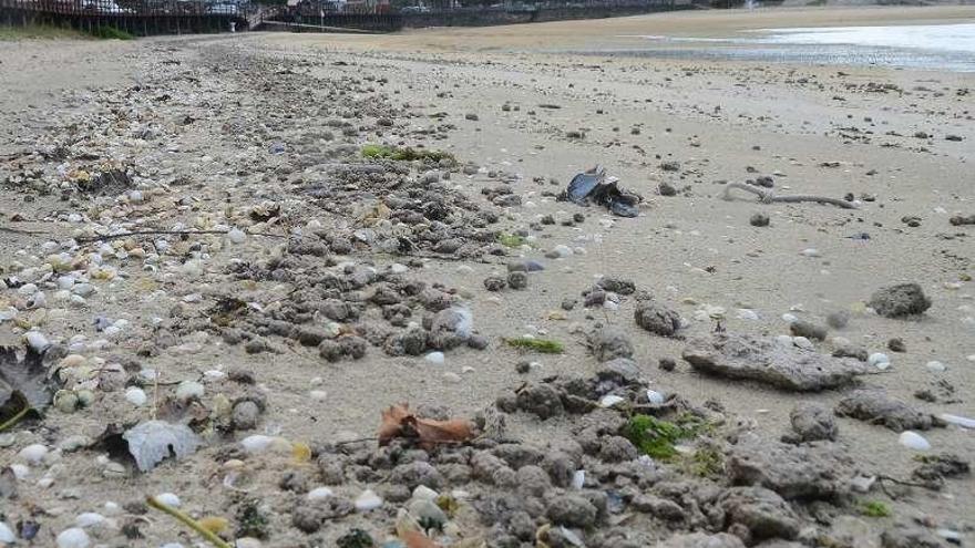 Residuos fecales en la playa de San Cibrán, el 18 de octubre. // G.N.