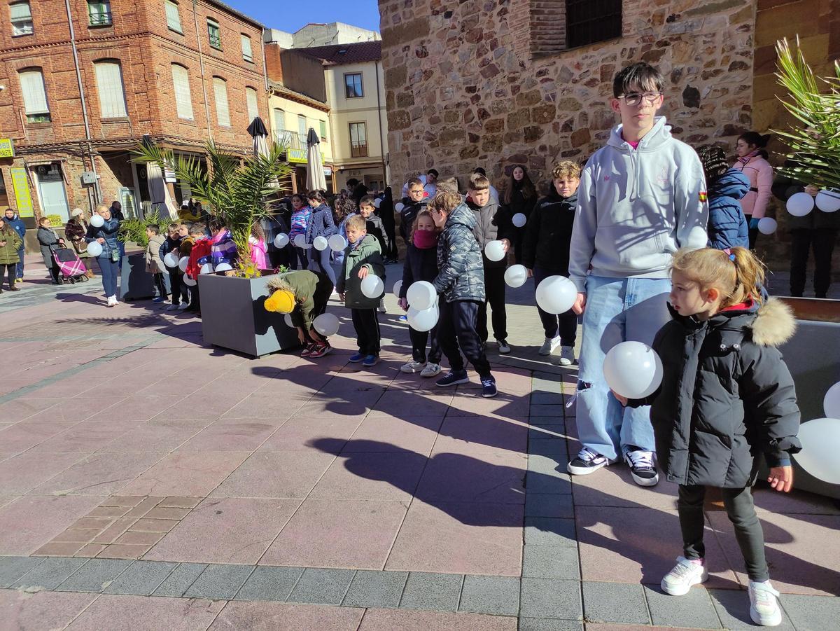 GALERÍA | El colegio Virgen de la Vega de Benavente realiza una gran cadena humana por la paz