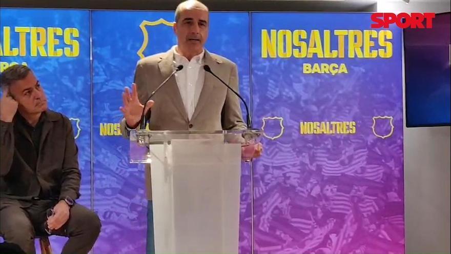 Carles Ordiales, responsable social de la precandidatura de Víctor Font, explica la propuesta de ‘Nosaltres’ para la gestión de la lista de espera de abonos del Spotify Camp Nou