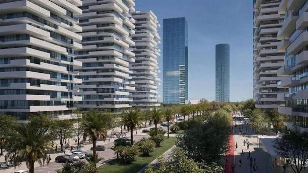 Figuración del futuro PAI del Grao, con torres de hasta 42 plantas.